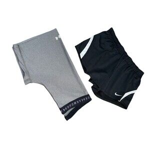Nike Dri-Fit Black Running Shorts + Under Armour Compression Shorts 2-Pack Sz L